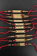 Combo Of 10 Metal Rakhi with stone thread  with names