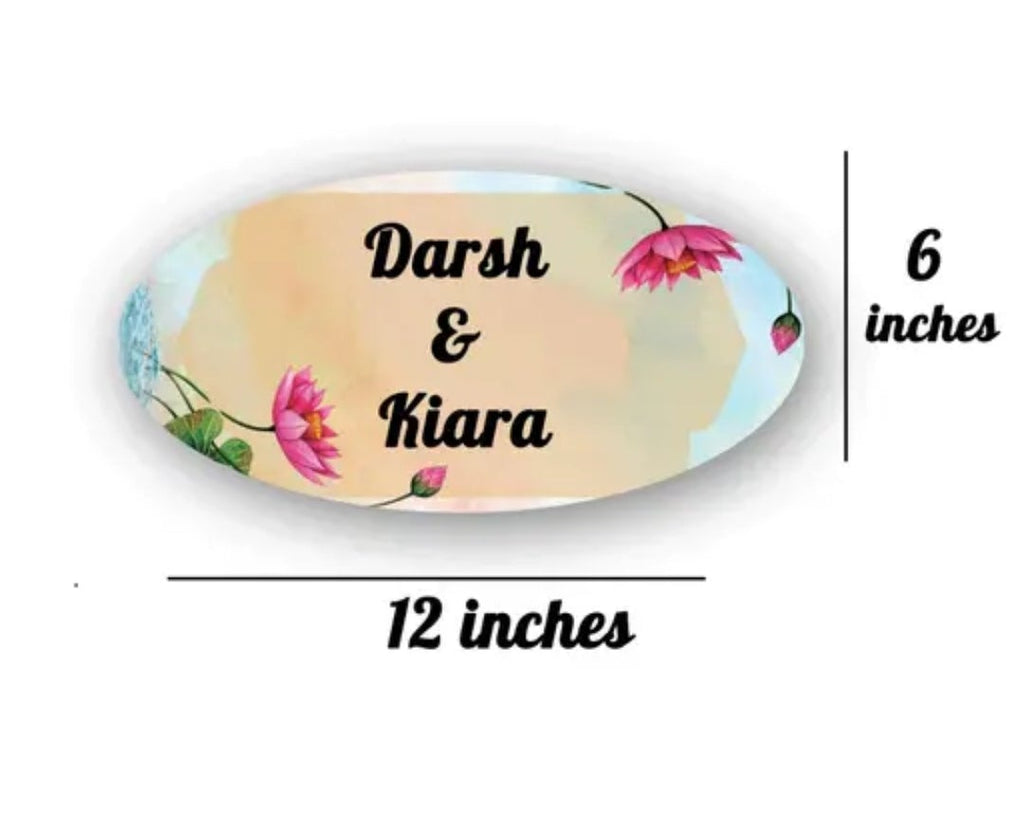 Wooden Couple Name Plate – 12x6 Inch Oval