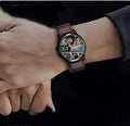 Men's Brown Strap Watch Personalized Customised Photo Print Dial Watch Gift for Birthday or Anniversary