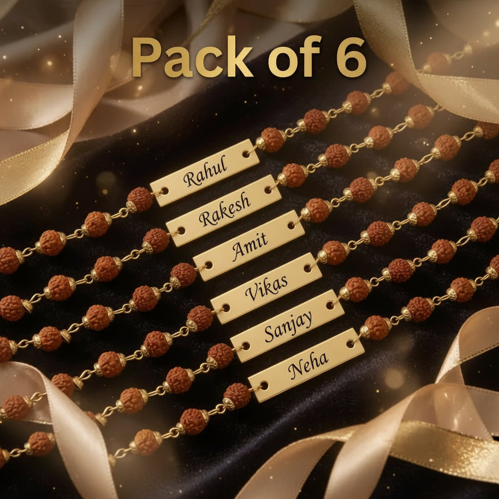 Customised Rakhi - Set Of 6 | Name Rakhi | Customised Name Rakhi for Bhai | Personalised Rakhi Gift for Bhai