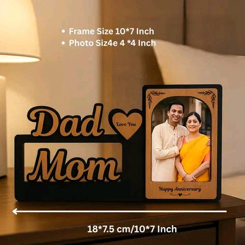 Personalized Anniversary Photo Frame for Mom & Dad Single Picture | Papa & mummy gifts