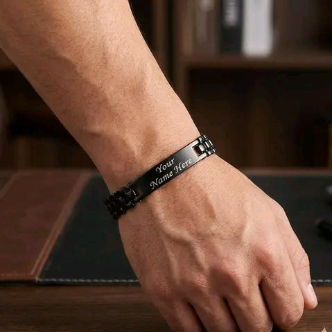 Personalized SILVER-Plated Name Engraved Bracelet for Men & Women