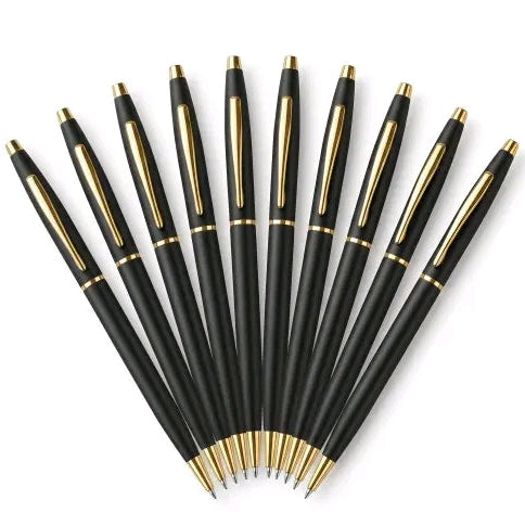 Metal Matte Black Slim Ball pens Custom name engraving Pens 10 pcs For official corporate gifts to employee's