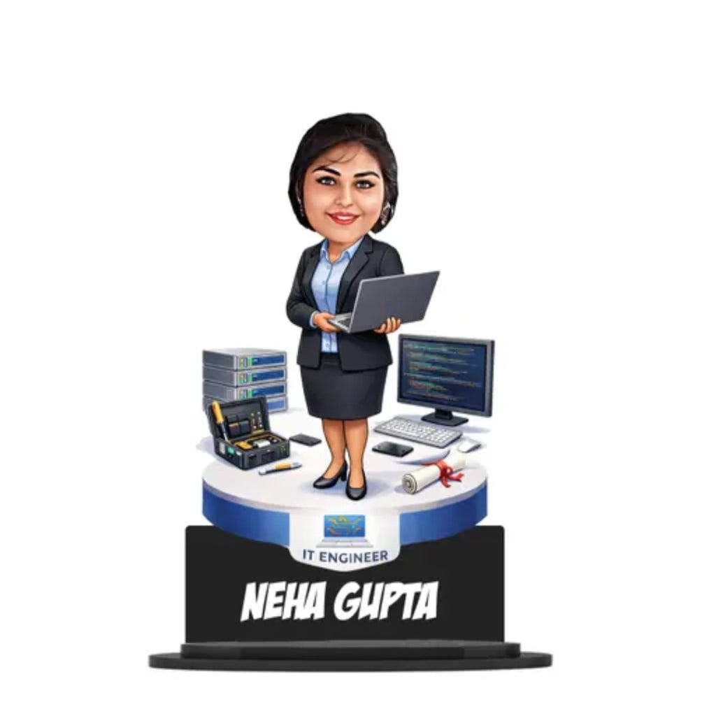 Personalized IT Engineer Theme Picture Frame with Acrylic Name | Glossy Laminated MDF Photo Frame