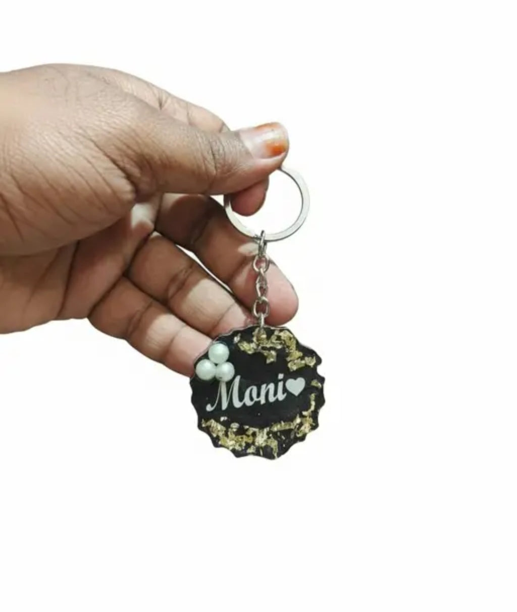 Customised Resin Name Keychain with Glitter Finish