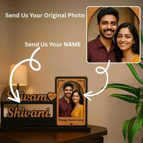 Customized Couple Photo Frame with Name & Photo Style 2 – Birthday & Anniversary Gift