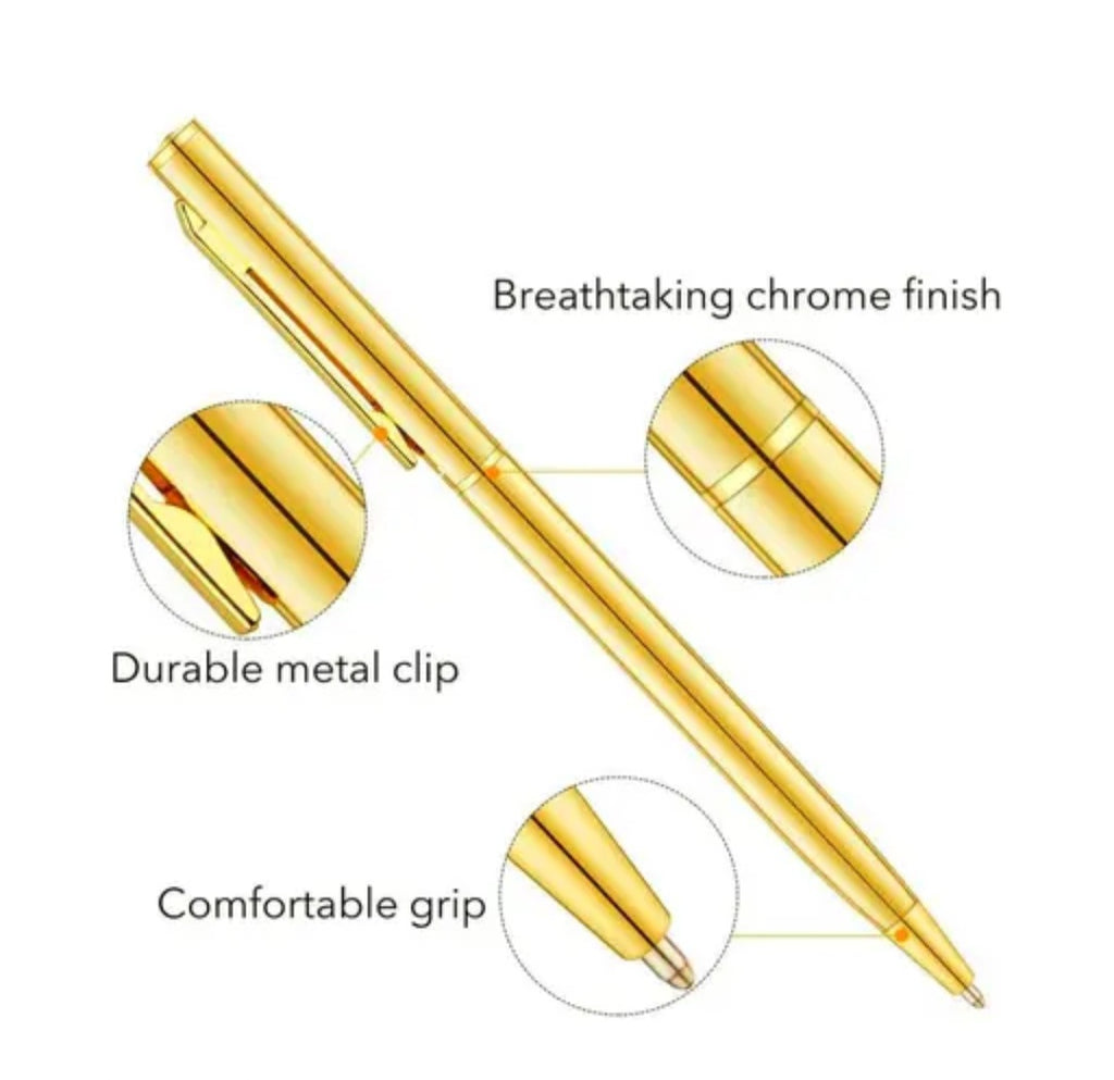 Name Engraved Shiny Gold Colour Metal Ball Pen