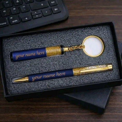 Premium gift set pen & keychain personalized customized for office or corporate gifts