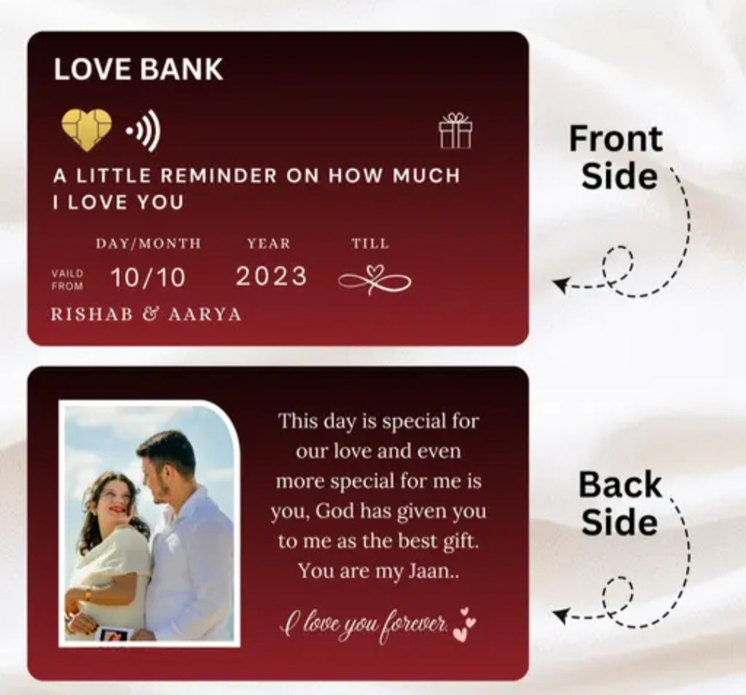 Love Bank Permanent Wallet Insert Card- Customised