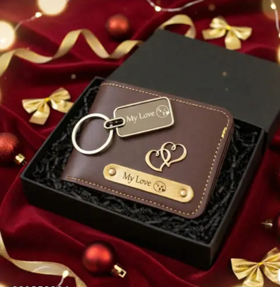 Leather Wallet and Keychain Combo | Combo Gift Set for Him