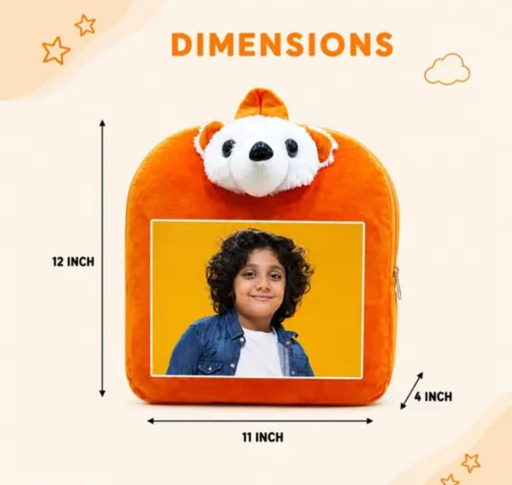 Personalized Teddy Kids School Backpack for Boys & Girls | Soft Plush Cartoon Bag with Custom Photo Print