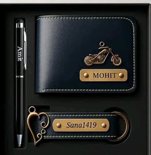 Gift set box with wallet keychain pen for your business company customize your own text