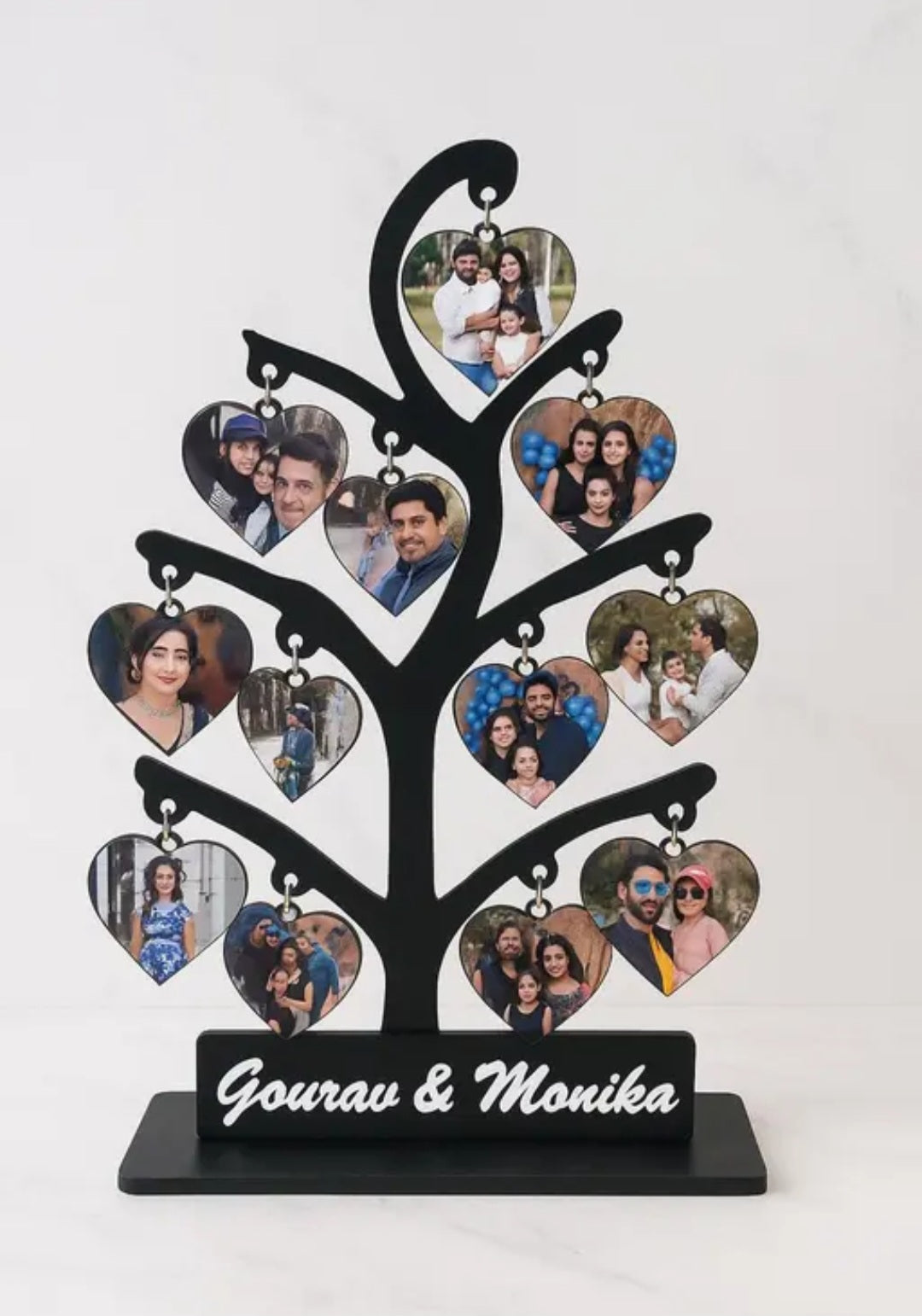 Personalized Heart Shape Family Photo Frame Tree with 11 Photos – Customized Gift for Anniversary, Birthday & Home Decor