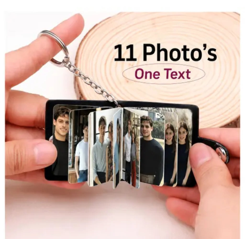 Mini Leather Photo Book Keychain with Photo