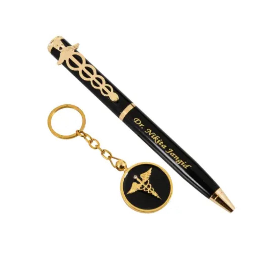 Premium Personalized Doctor Pen & Keychain Combo | Custom Name Engraving