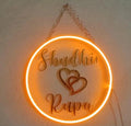 Personalized Couple Name with Heart LED Neon Sign | Decorative Sign for Wall Decor | 12 x 11 Inches Acrylic