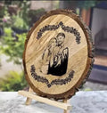 Personalized Engraved Natural Wooden Slice Photo Frame With Wood Stand