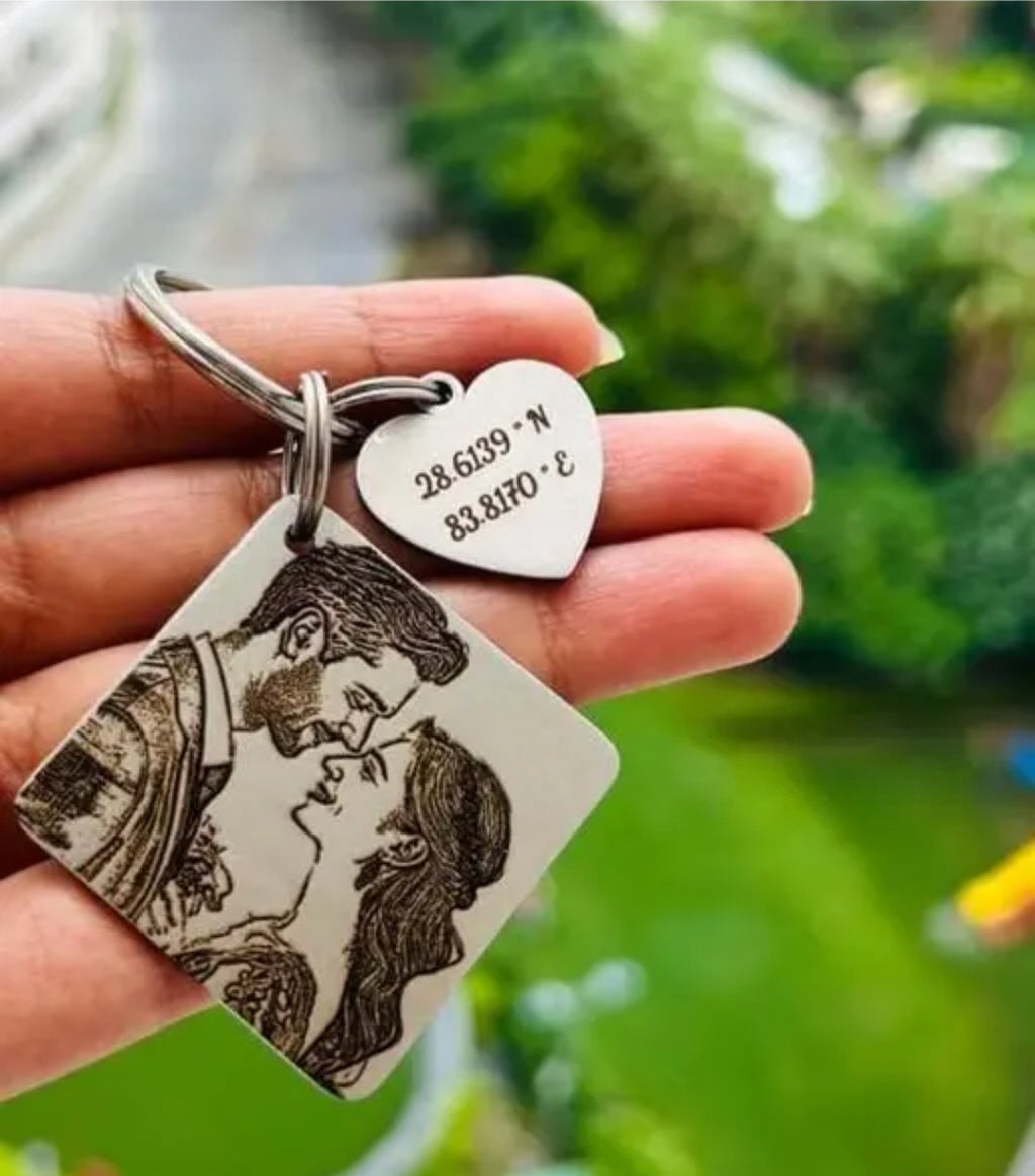 Personalized Engraved Photo Keychain