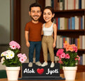 6 INCH Personalized Couple Caricature Custom Table with Stand Formal or Casual Outfit Styles Double Wood for Durability