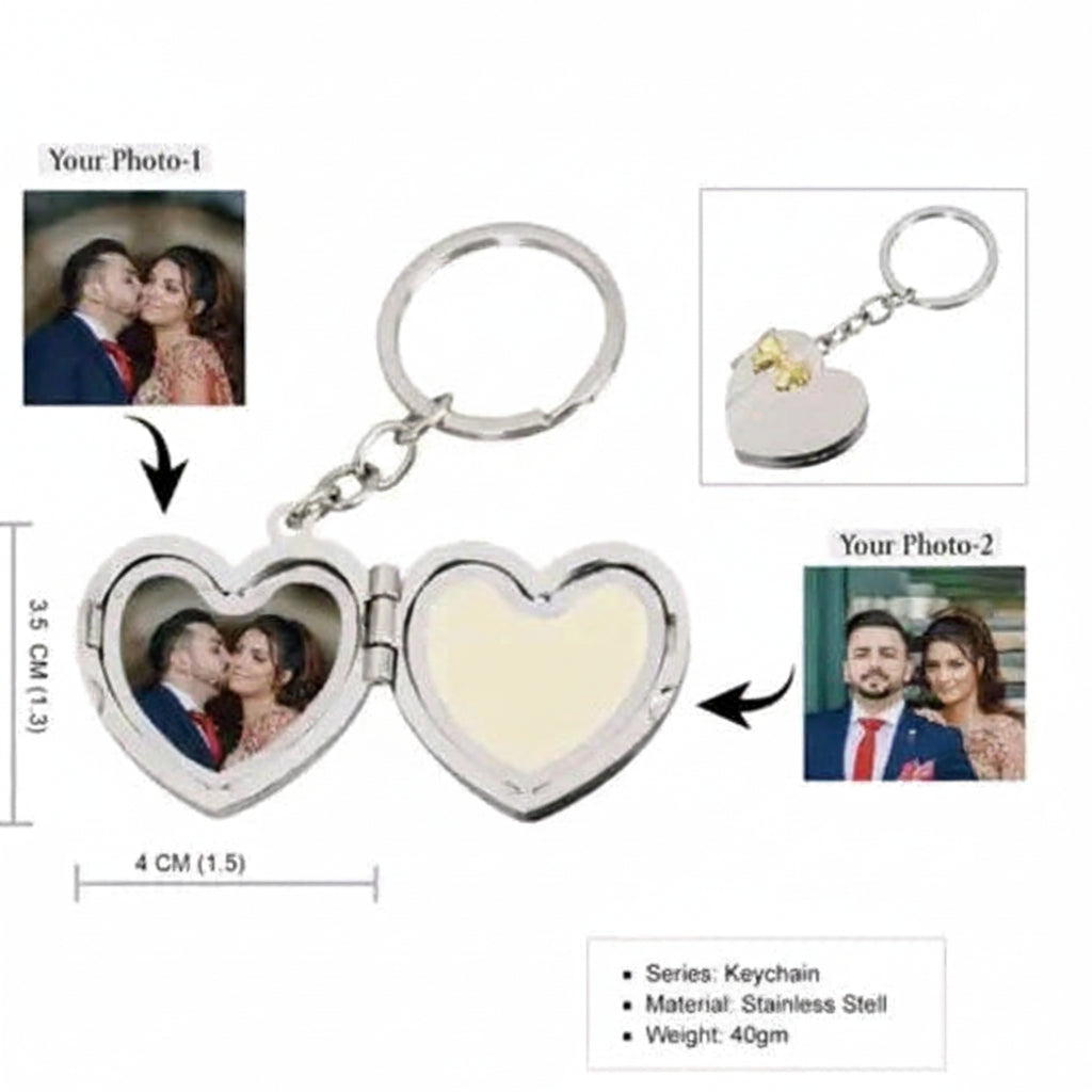 Love shape Customized Photo Frame Key Chian Couple Gifts